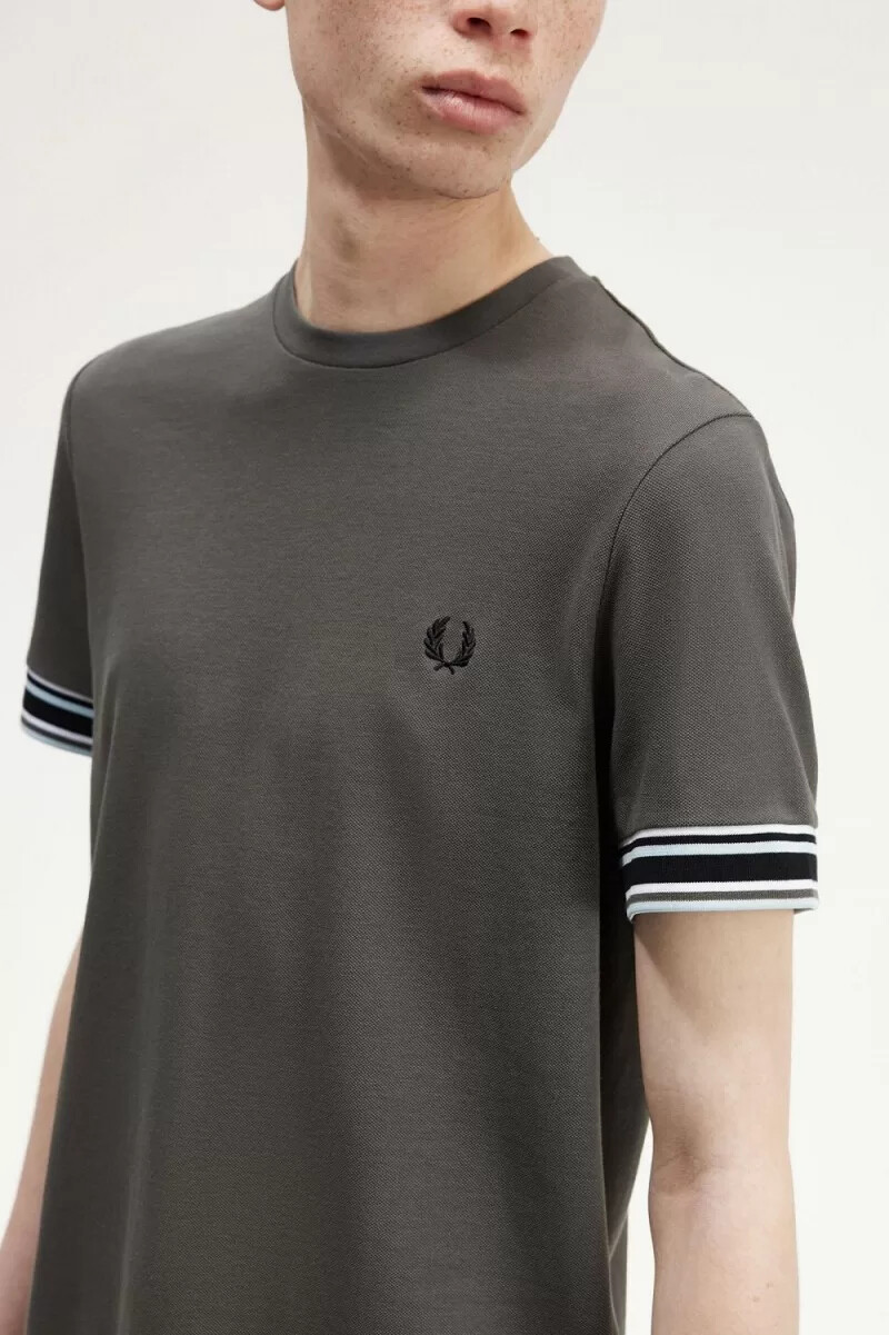 fred perry bold tipped piqué mens t-shirt field green