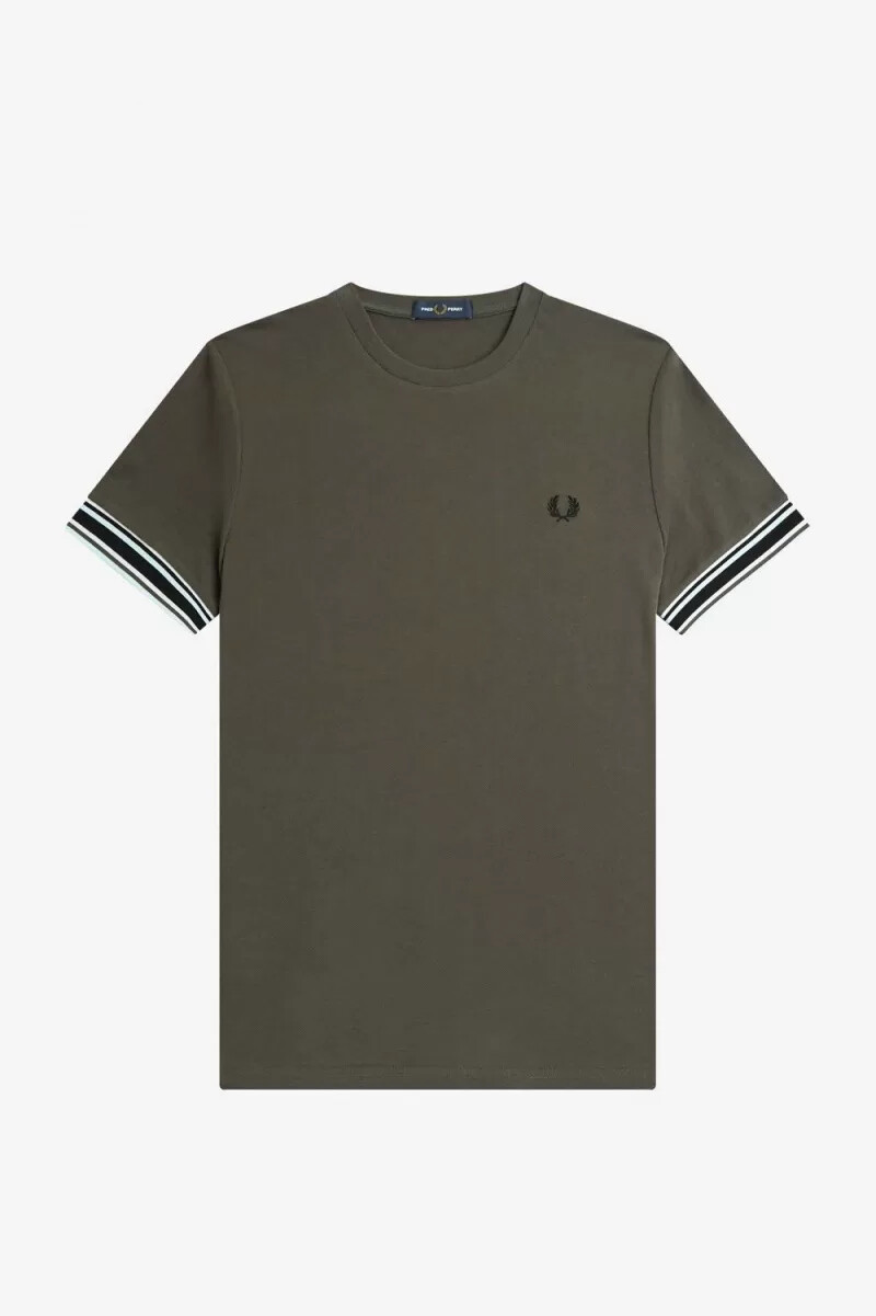 fred perry bold tipped piqué mens t-shirt field green