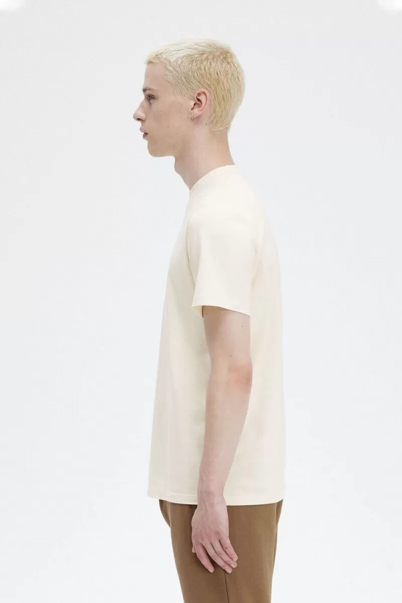 fred perry embroidered mens t-shirt beige