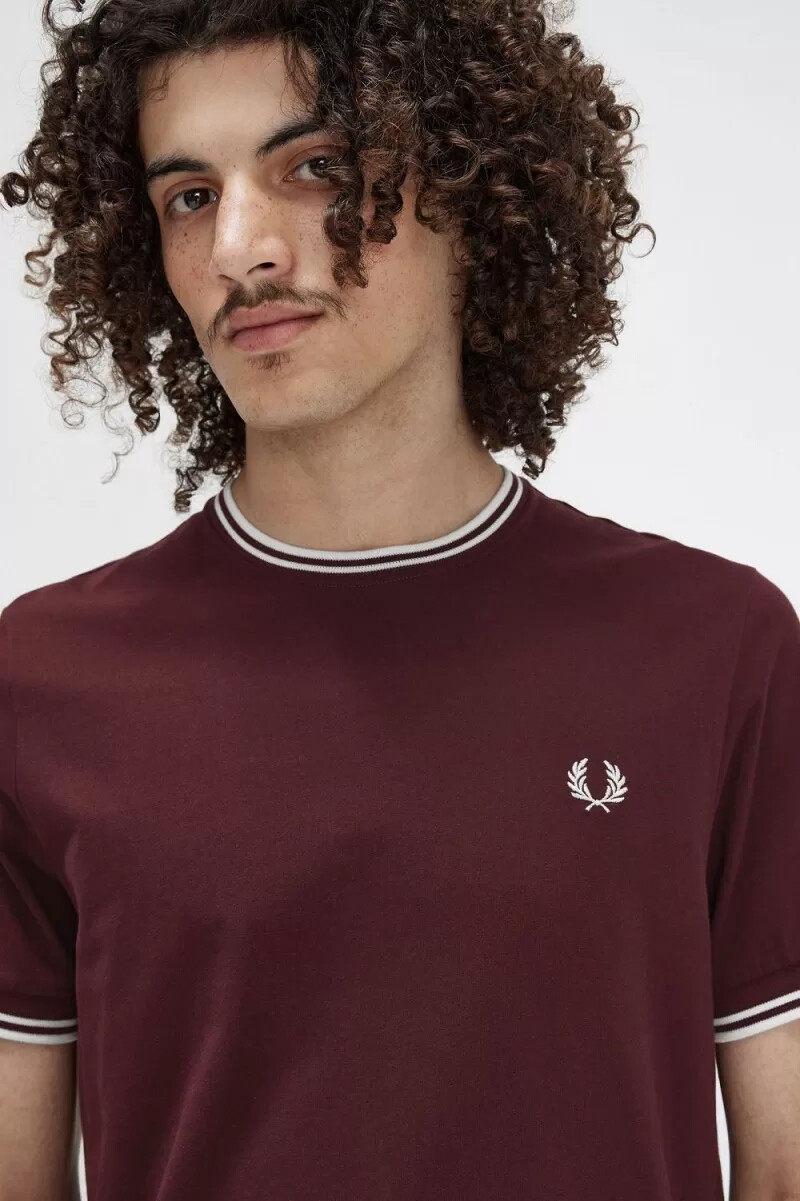 fred perry twin tipped mens t-shirt oxblood