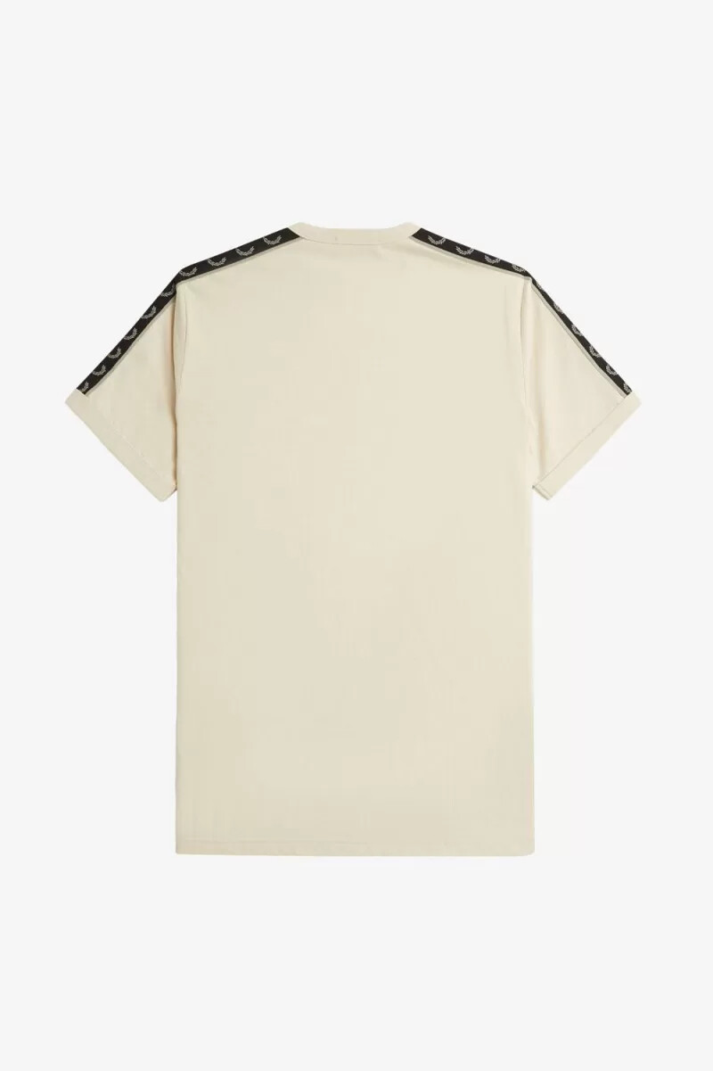 fred perry contrast tape ringer mens t-shirt oatmeal warm grey