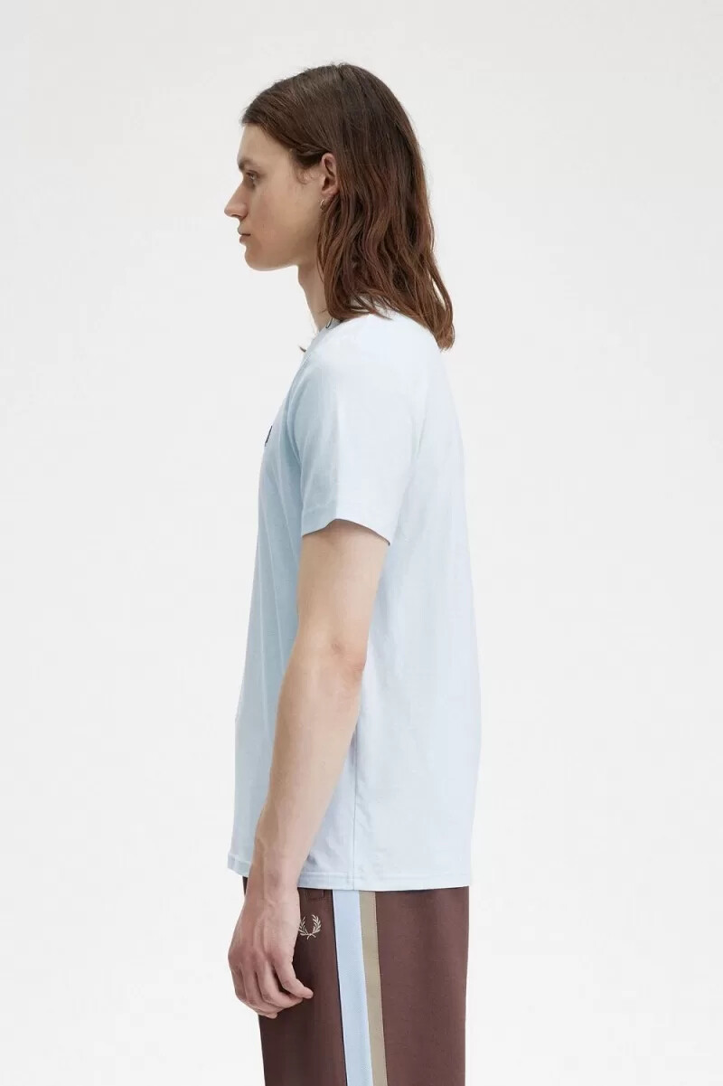 fred perry crew neck mens t-shirt light aqua midnight blue