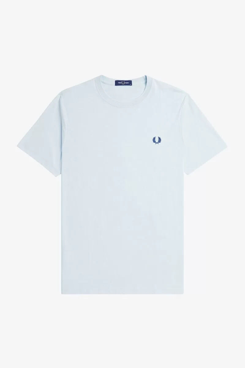 fred perry crew neck mens t-shirt light aqua midnight blue