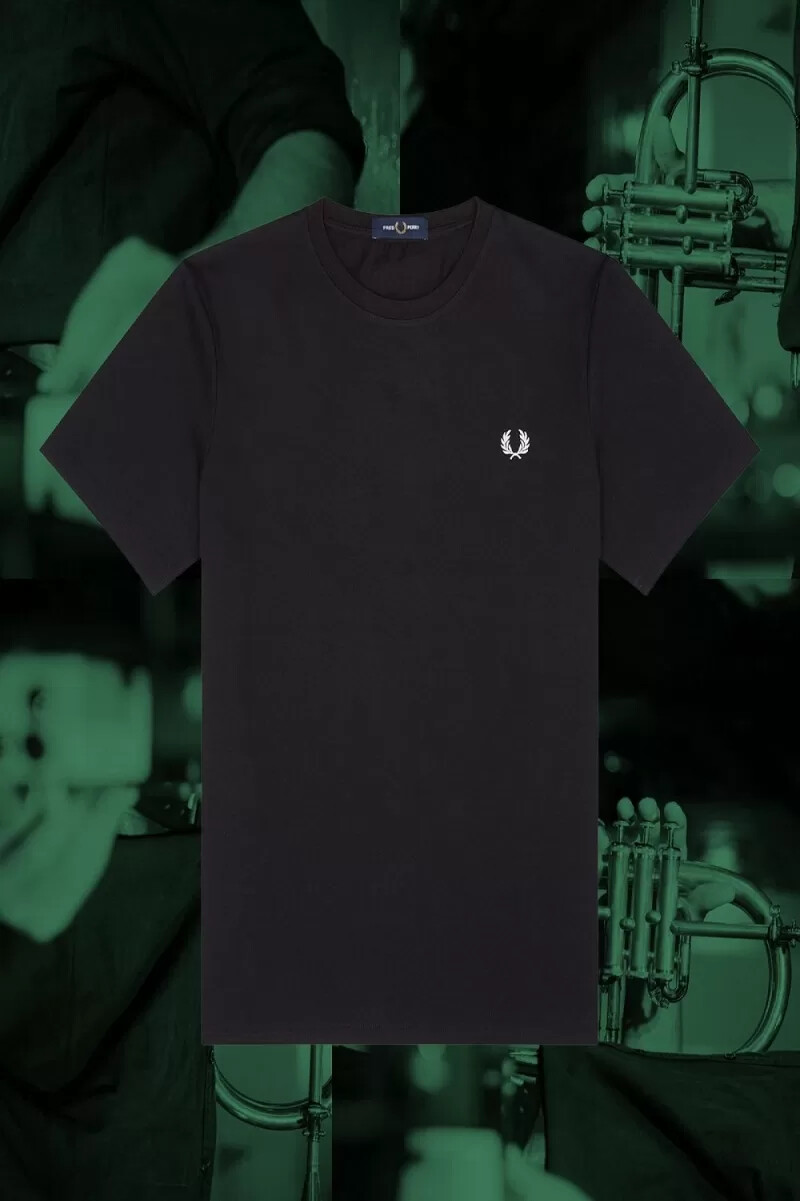 fred perry hamburg ringer mens t-shirt black