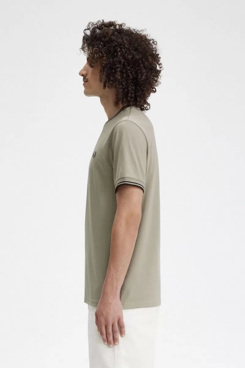 fred perry twin tipped mens t-shirt warm grey dark red