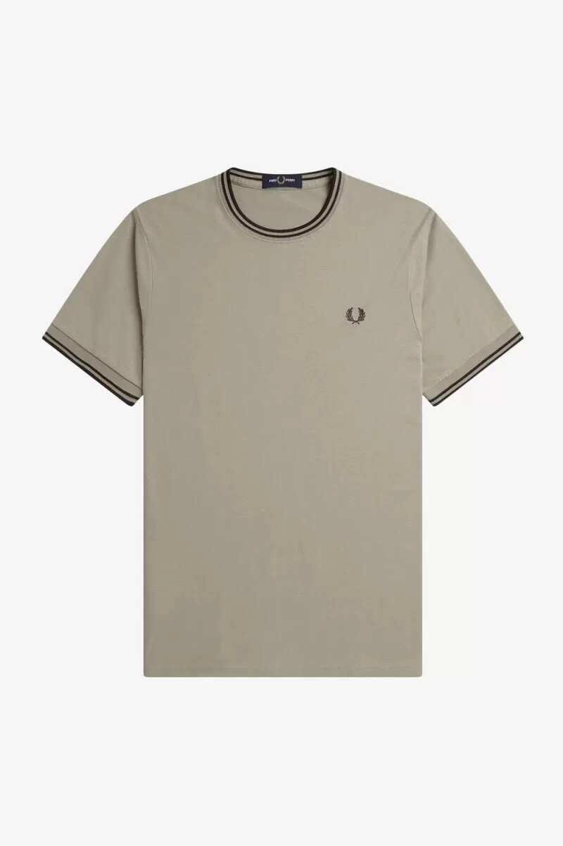 fred perry twin tipped mens t-shirt warm grey dark red