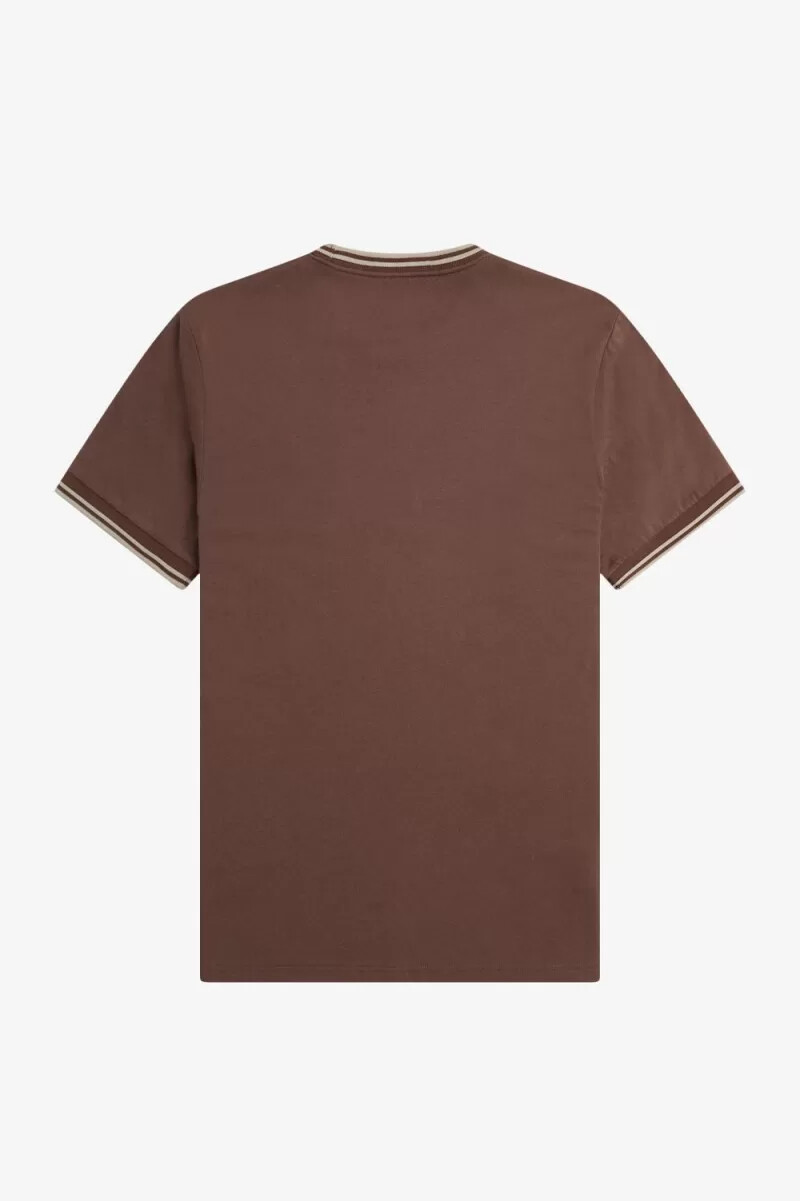 fred perry twin tipped mens t-shirt dark red warm grey
