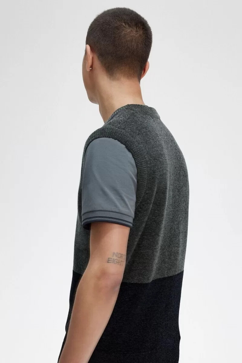 fred perry colour block chenille mens tanks field green