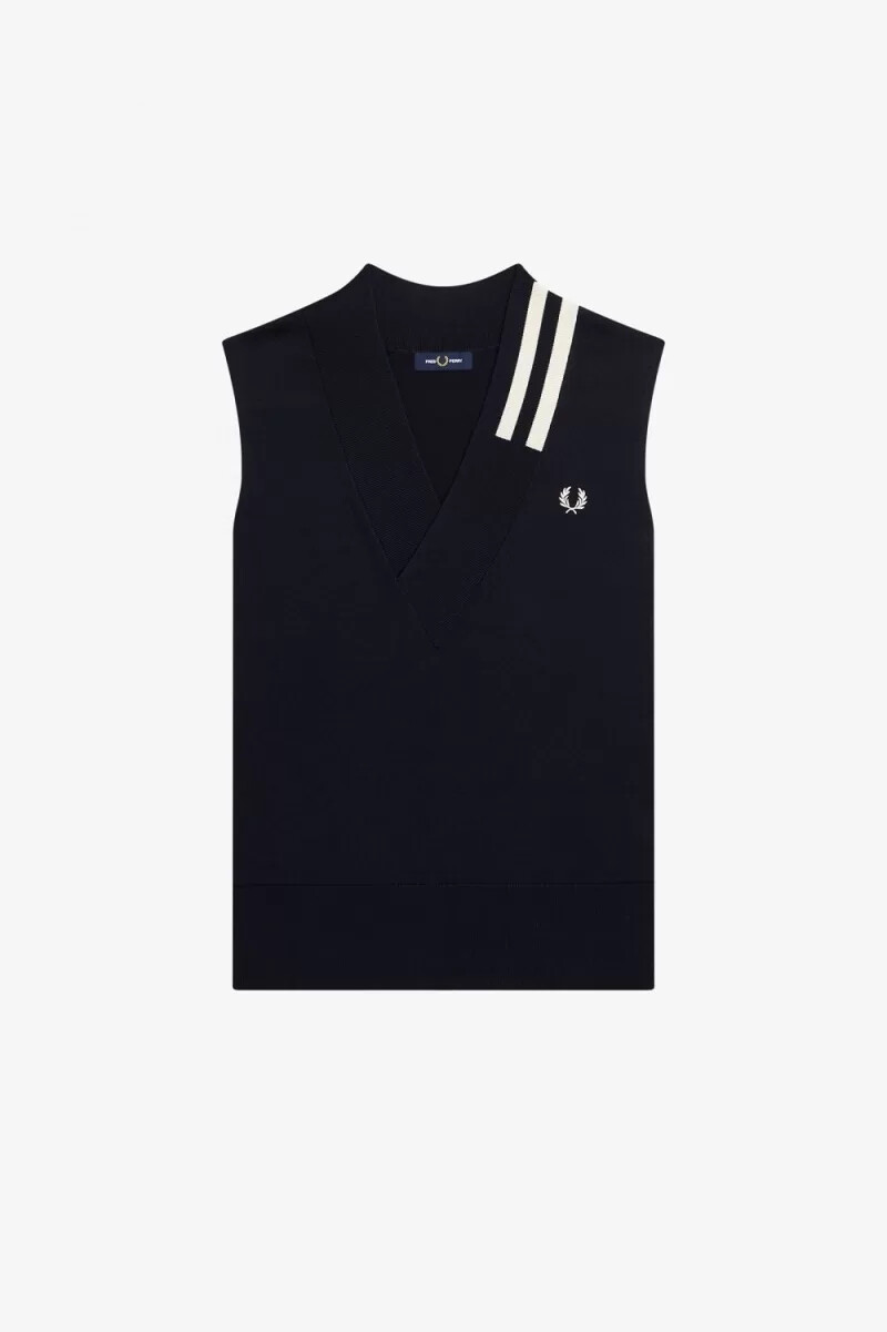 fred perry tipped v-neck knitted mens tanks navy