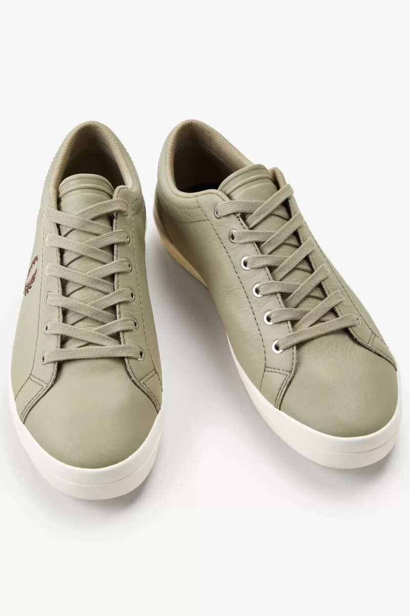 fred perry baseline mens tennis shoes warm grey dark red