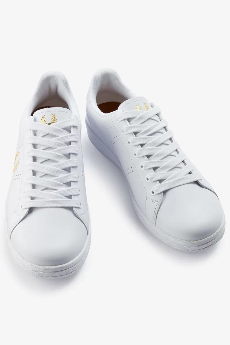fred perry b721 mens tennis shoes white metallic gold