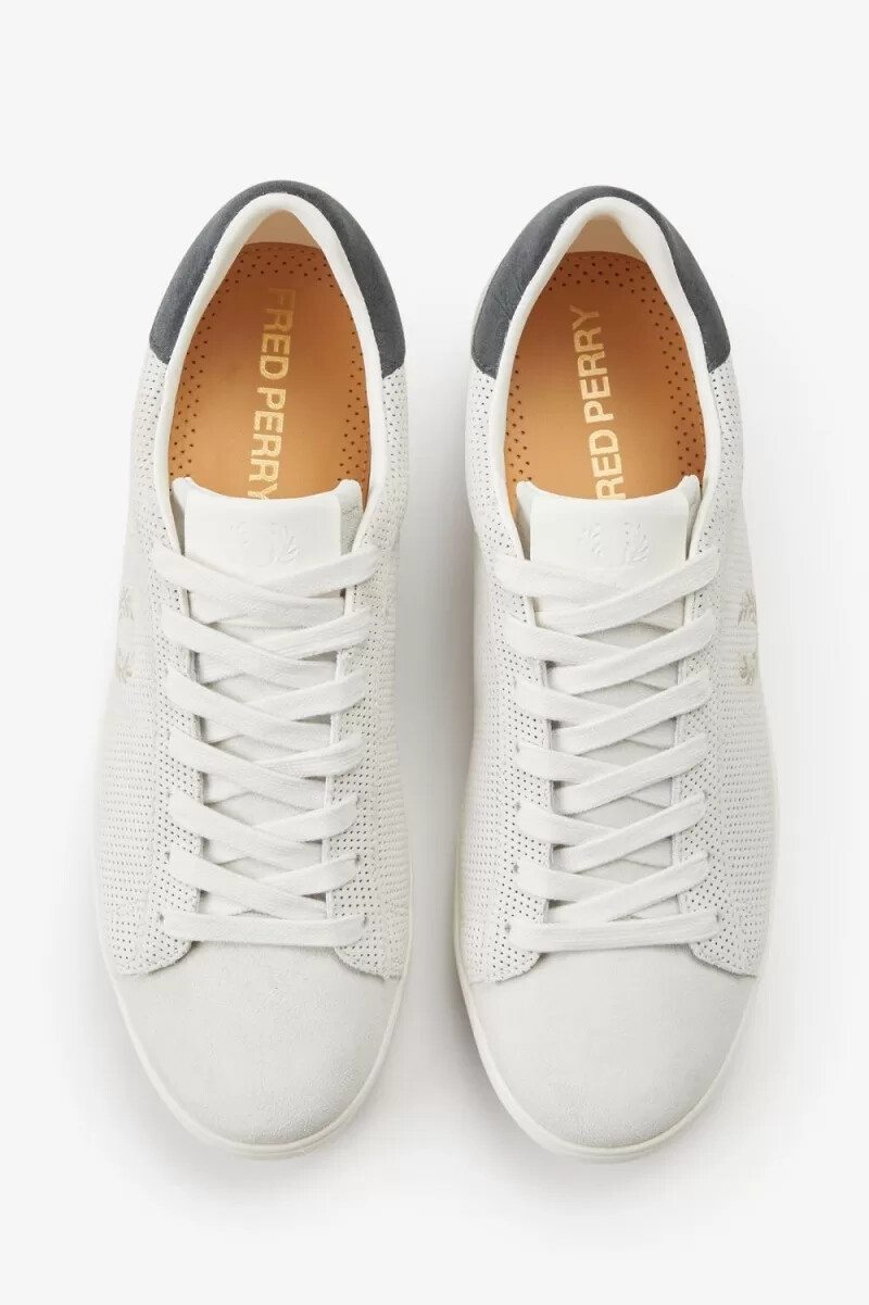 fred perry spencer mens tennis shoes snow white oatmeal