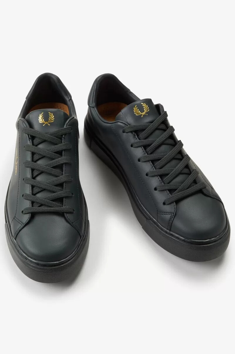 fred perry b71 mens tennis shoes night green gold