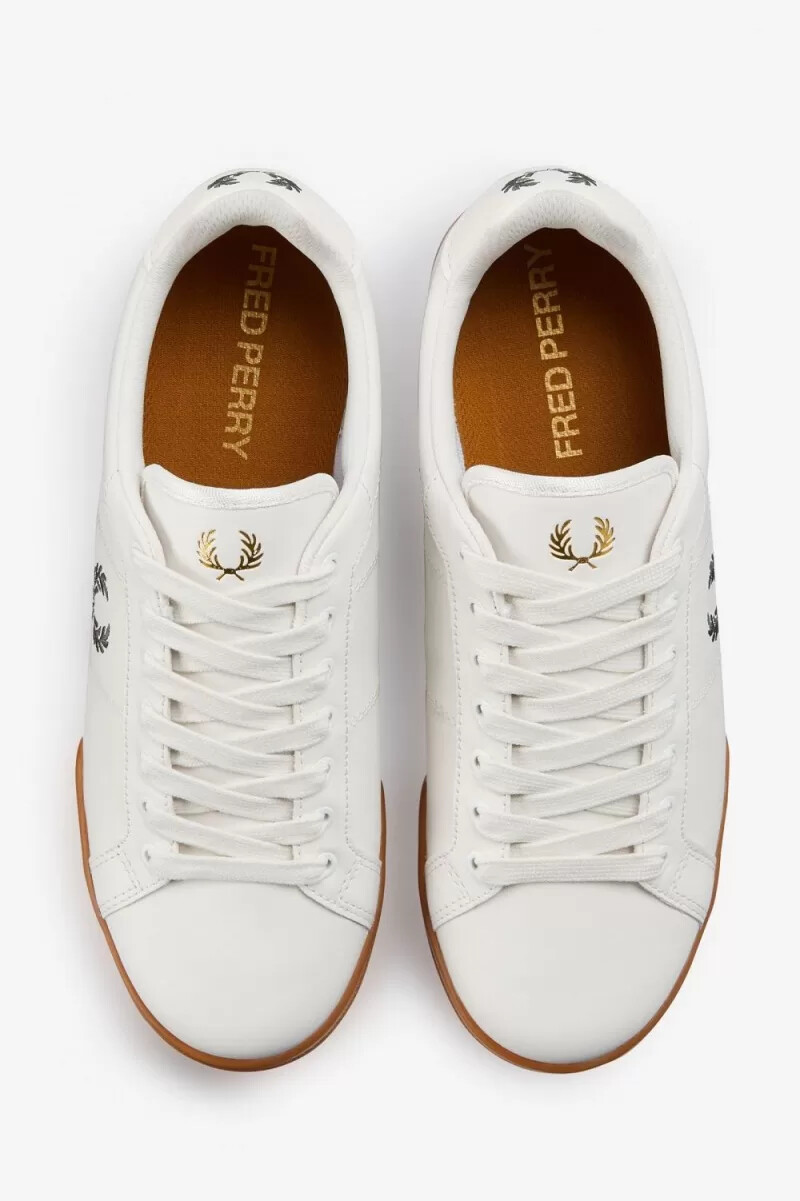fred perry b722 mens tennis shoes snow white field green