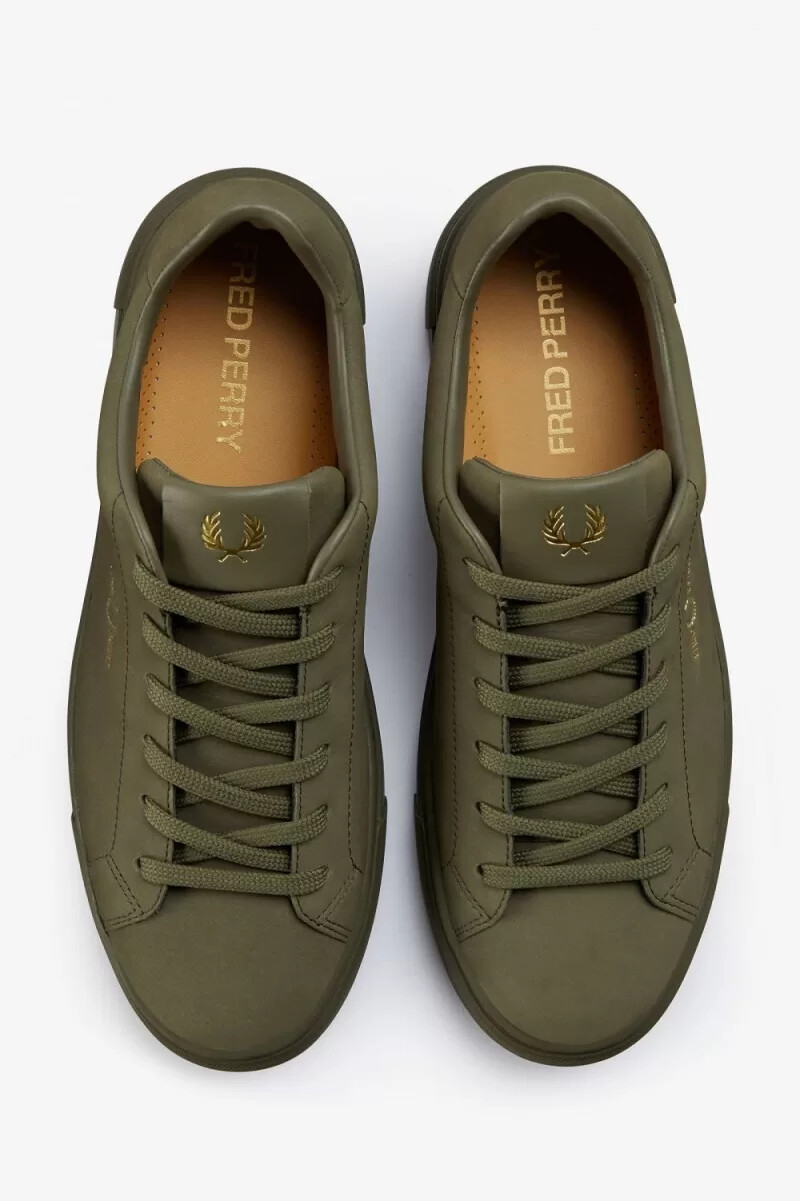 fred perry b71 mens tennis shoes uniform green gold
