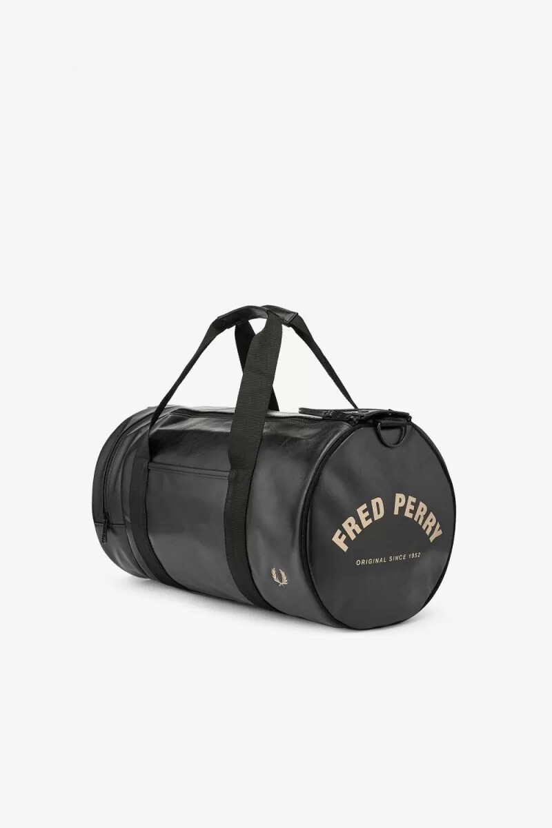fred perry tonal pu barrel womens bags black