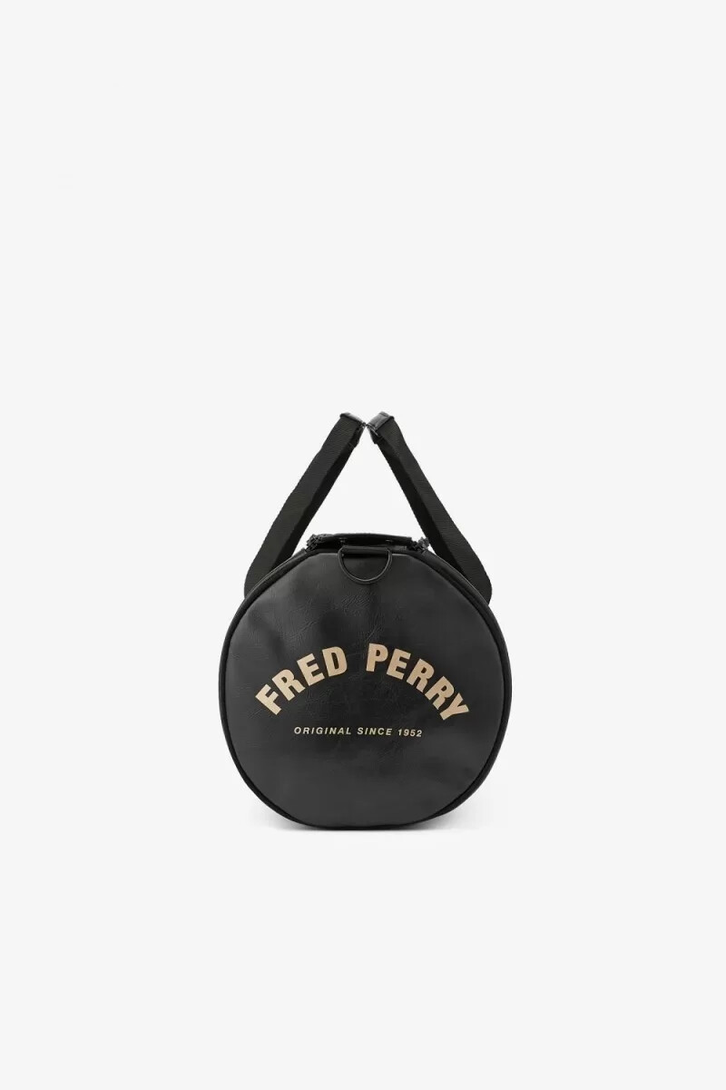 fred perry tonal pu barrel womens bags black