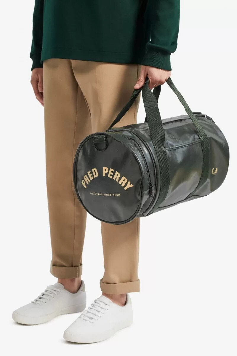 fred perry tonal barrel womens bags dark green