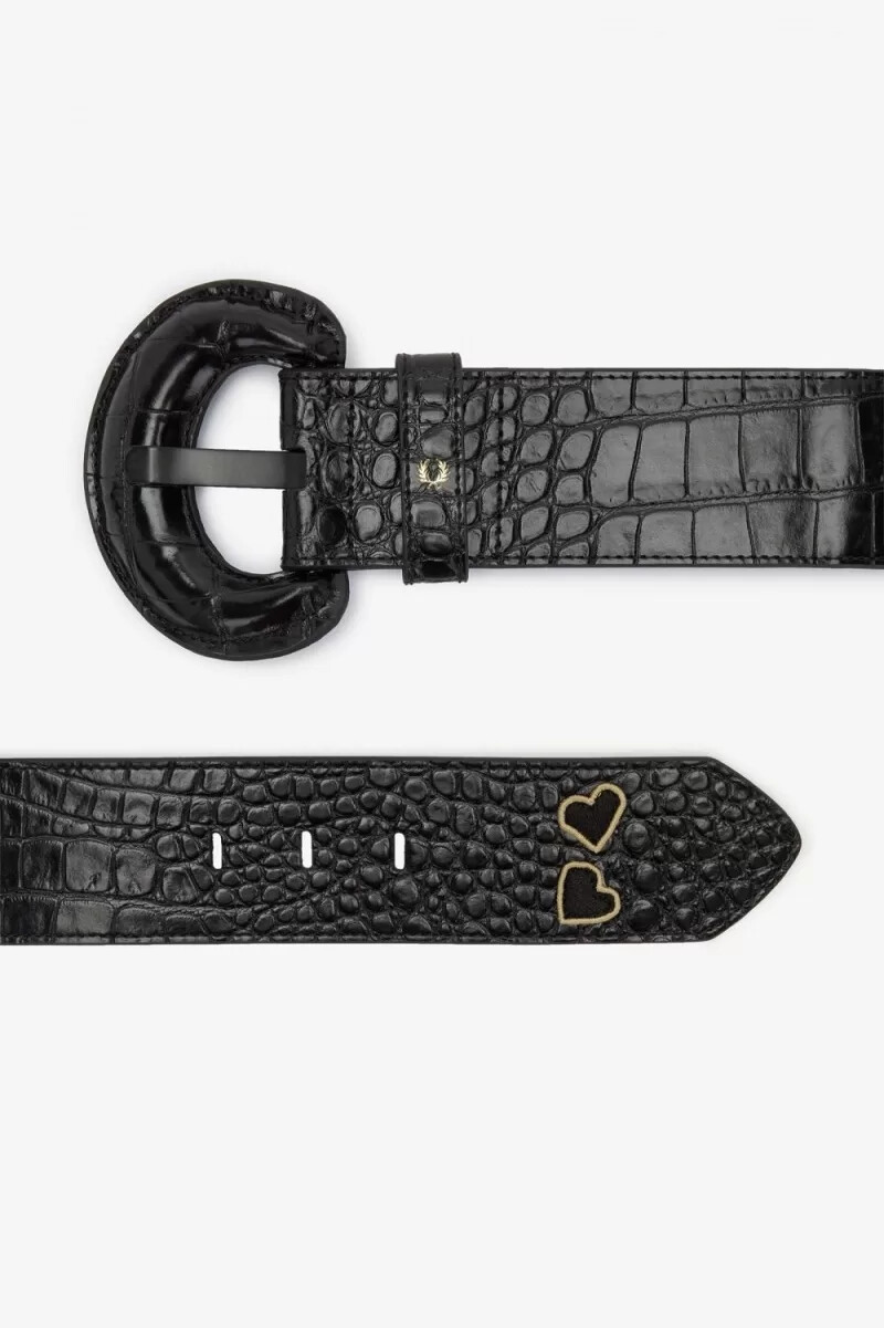 fred perry elasticated leather womens belts black