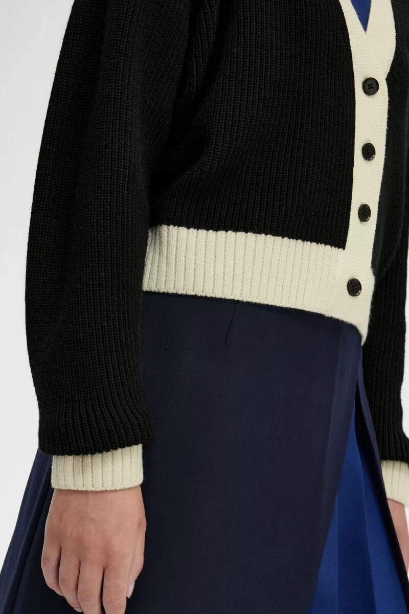 fred perry button-through womens cardigan black