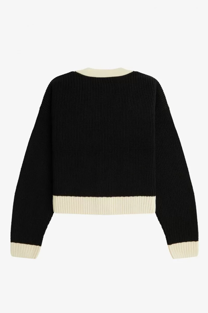 fred perry button-through womens cardigan black