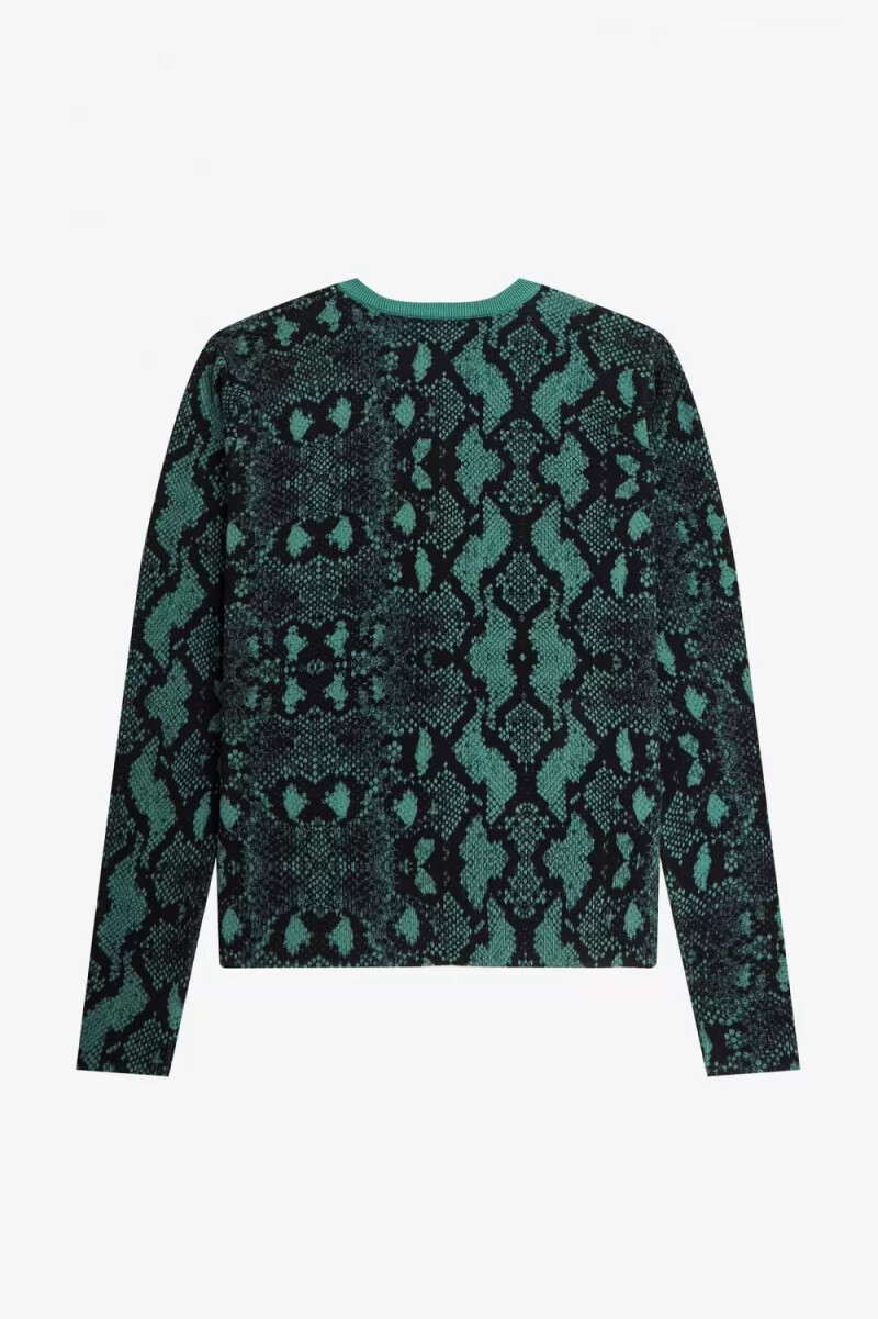fred perry snake print womens cardigan deep mint