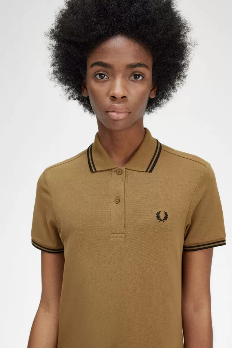 fred perry twin tipped shirt womens dress brown