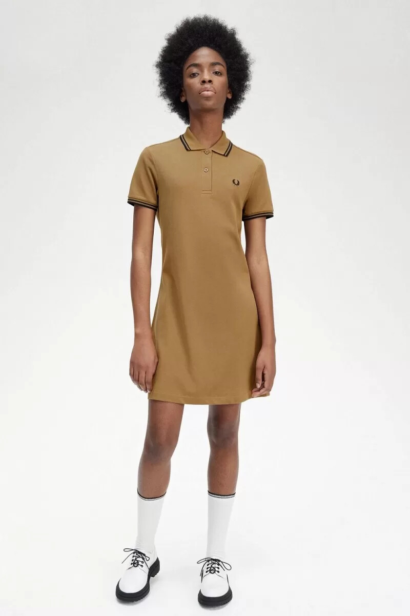 fred perry twin tipped shirt womens dress brown