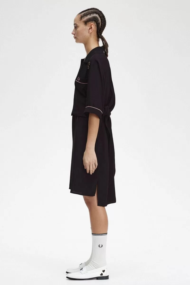 fred perry bowling shirt womens dress black