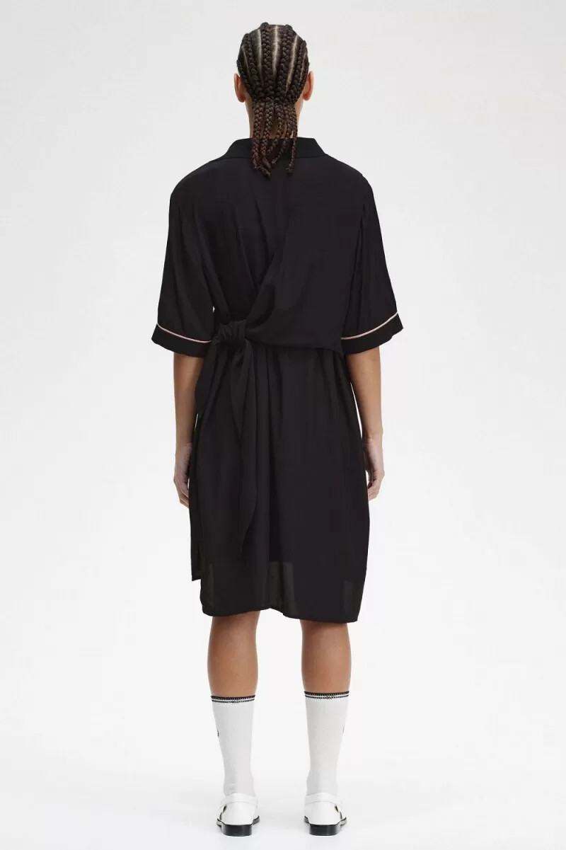 fred perry bowling shirt womens dress black