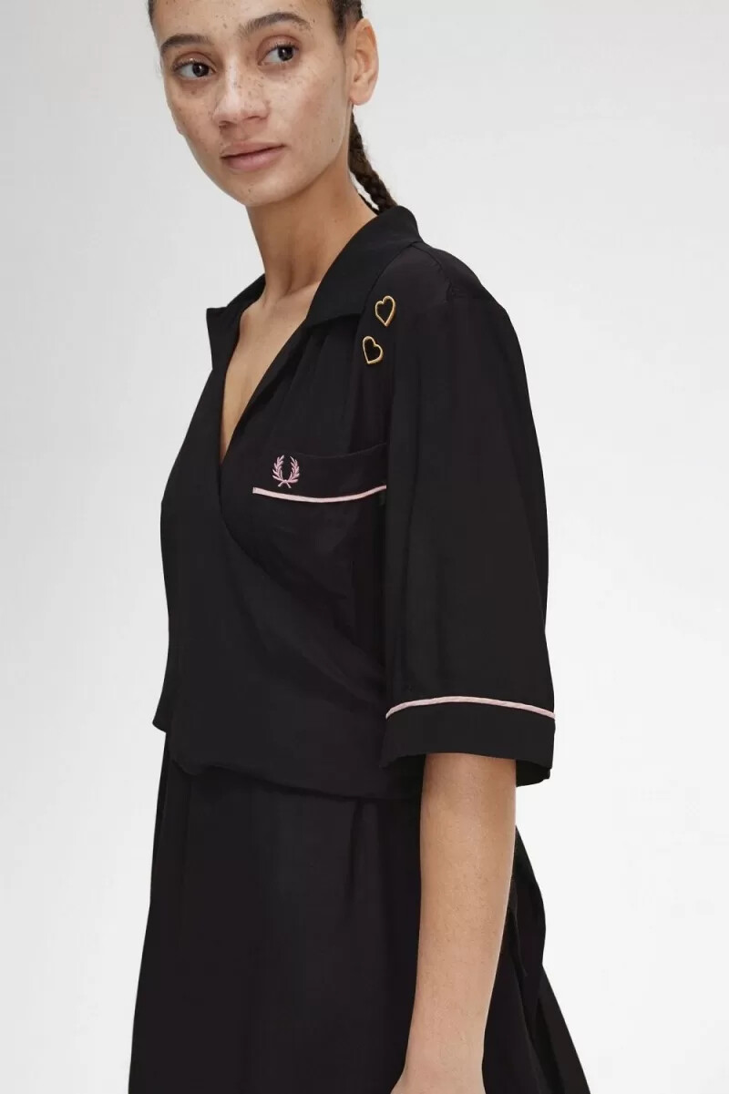 fred perry bowling shirt womens dress black