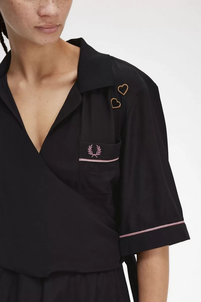 fred perry bowling shirt womens dress black