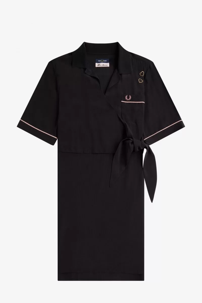 fred perry bowling shirt womens dress black