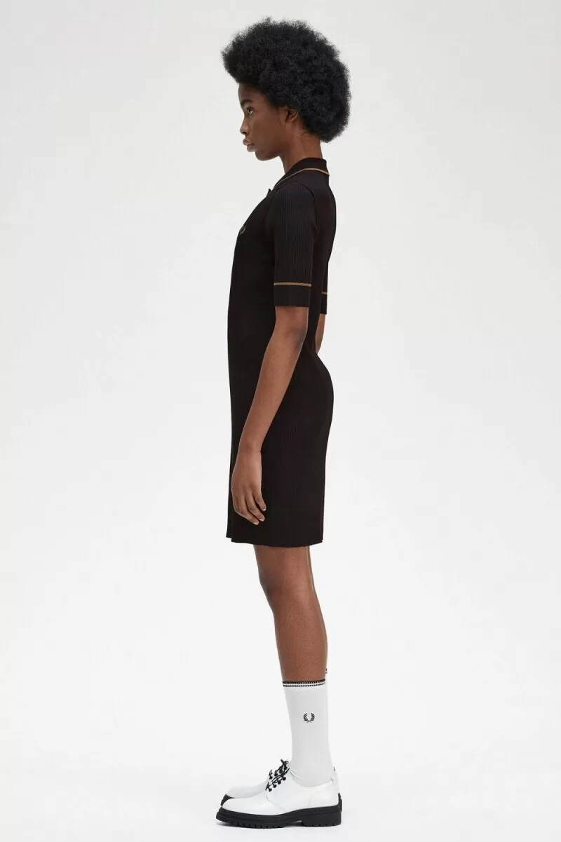 fred perry ribbed knitted shirt womens dress black