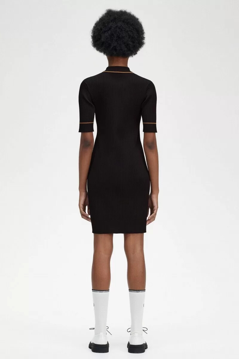 fred perry ribbed knitted shirt womens dress black