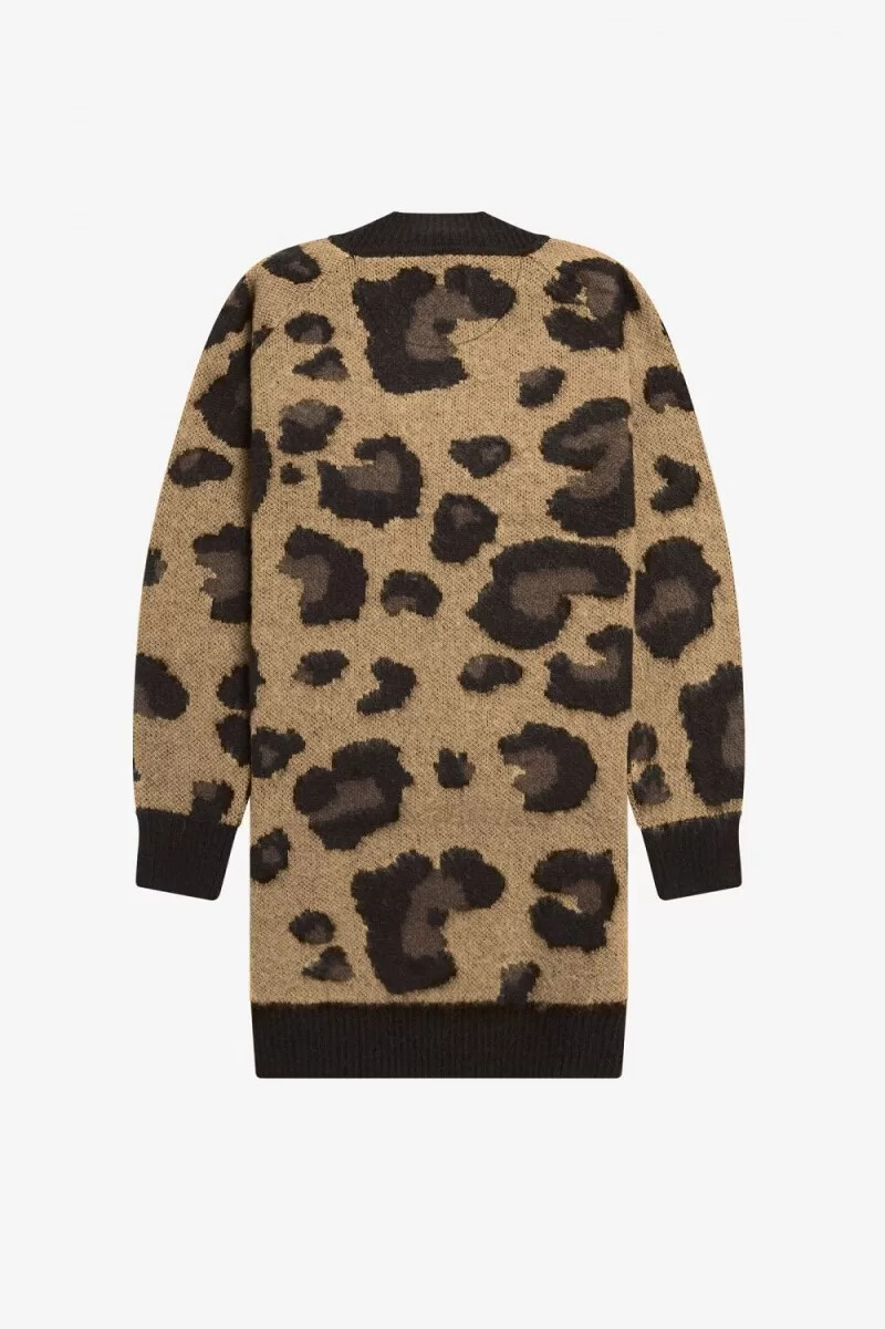 fred perry leopard knitted womens dress tonal leopard