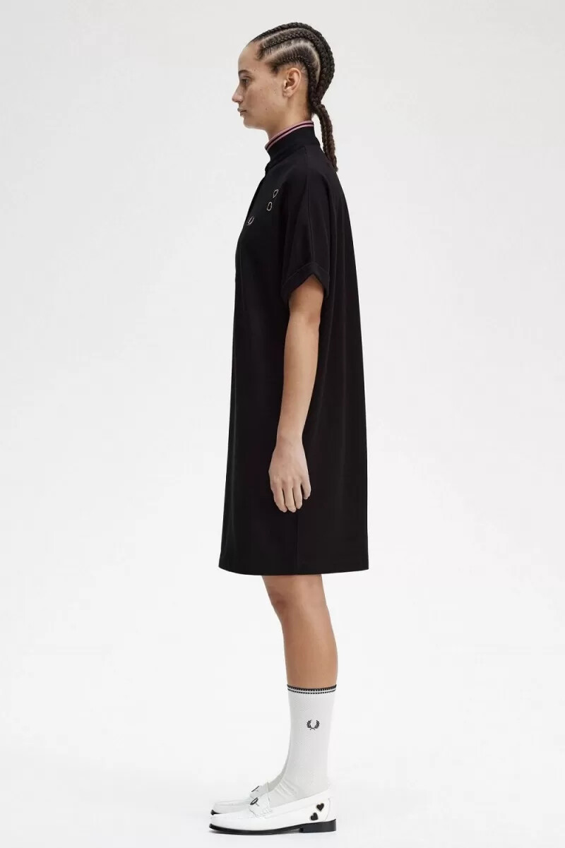 fred perry tipped piqué shirt womens dress black