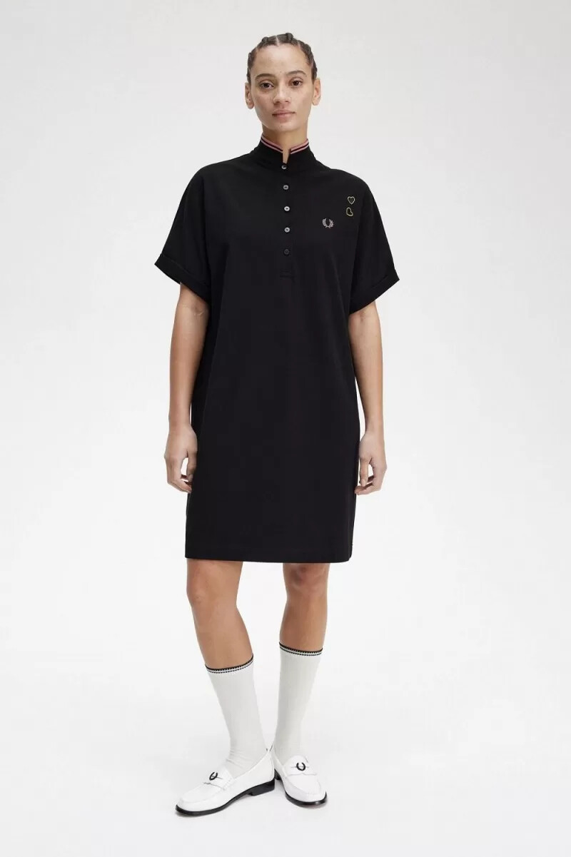 fred perry tipped piqué shirt womens dress black