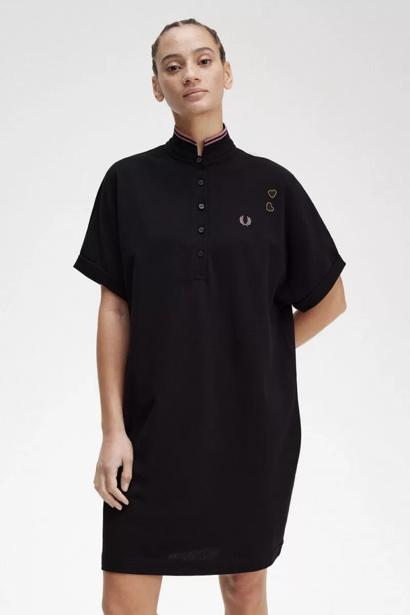 fred perry tipped piqué shirt womens dress black