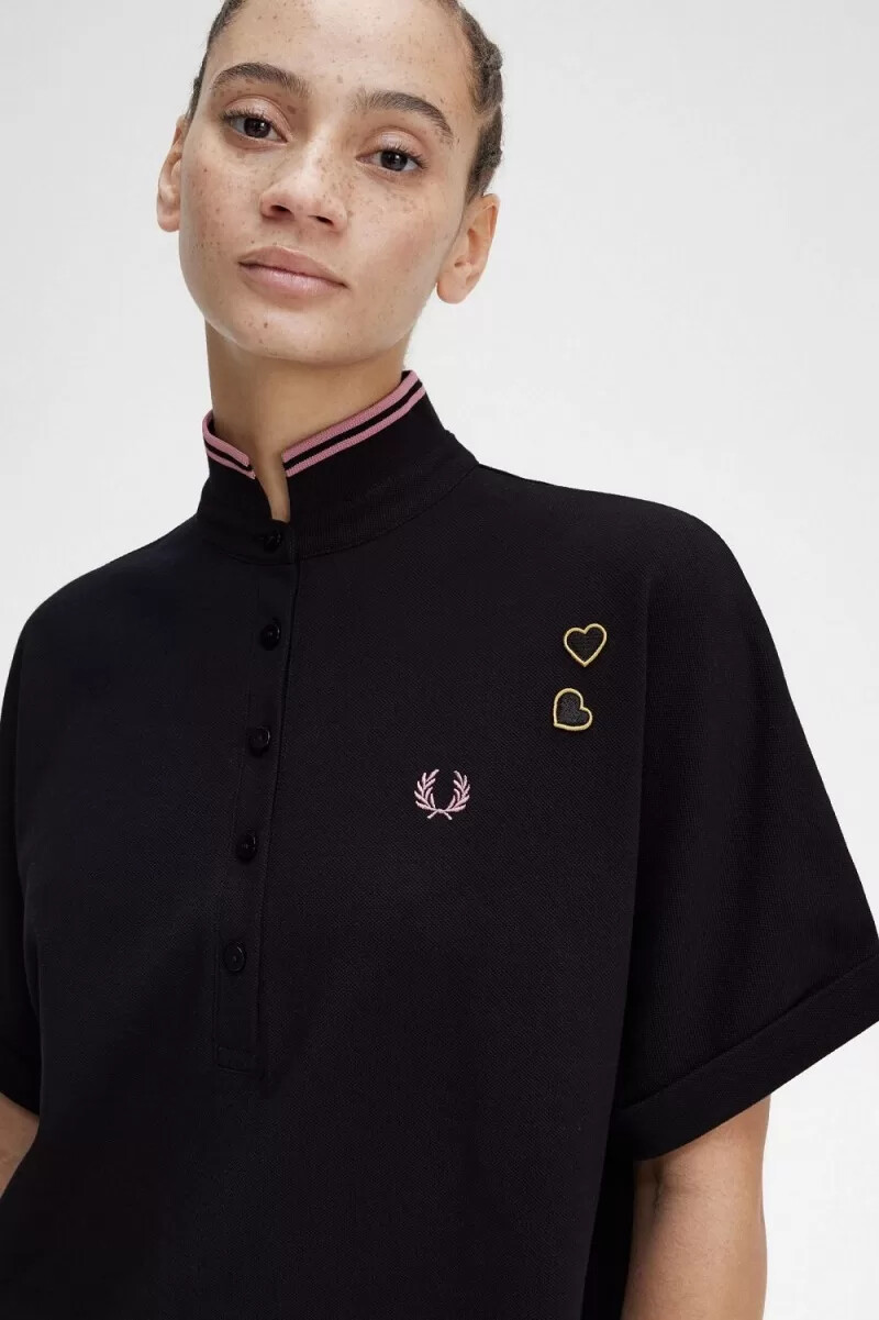 fred perry tipped piqué shirt womens dress black