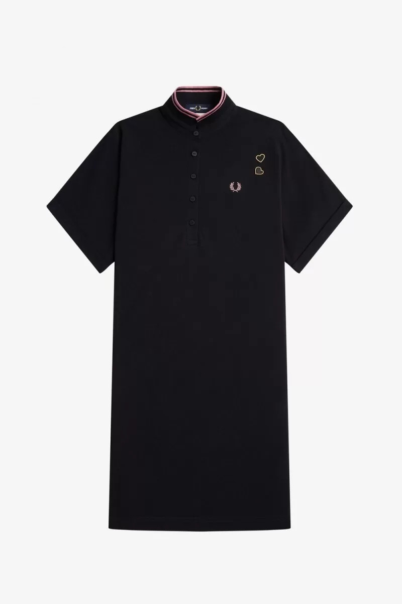 fred perry tipped piqué shirt womens dress black