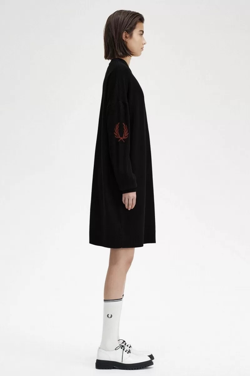 fred perry laurel wreath knitted womens dress black