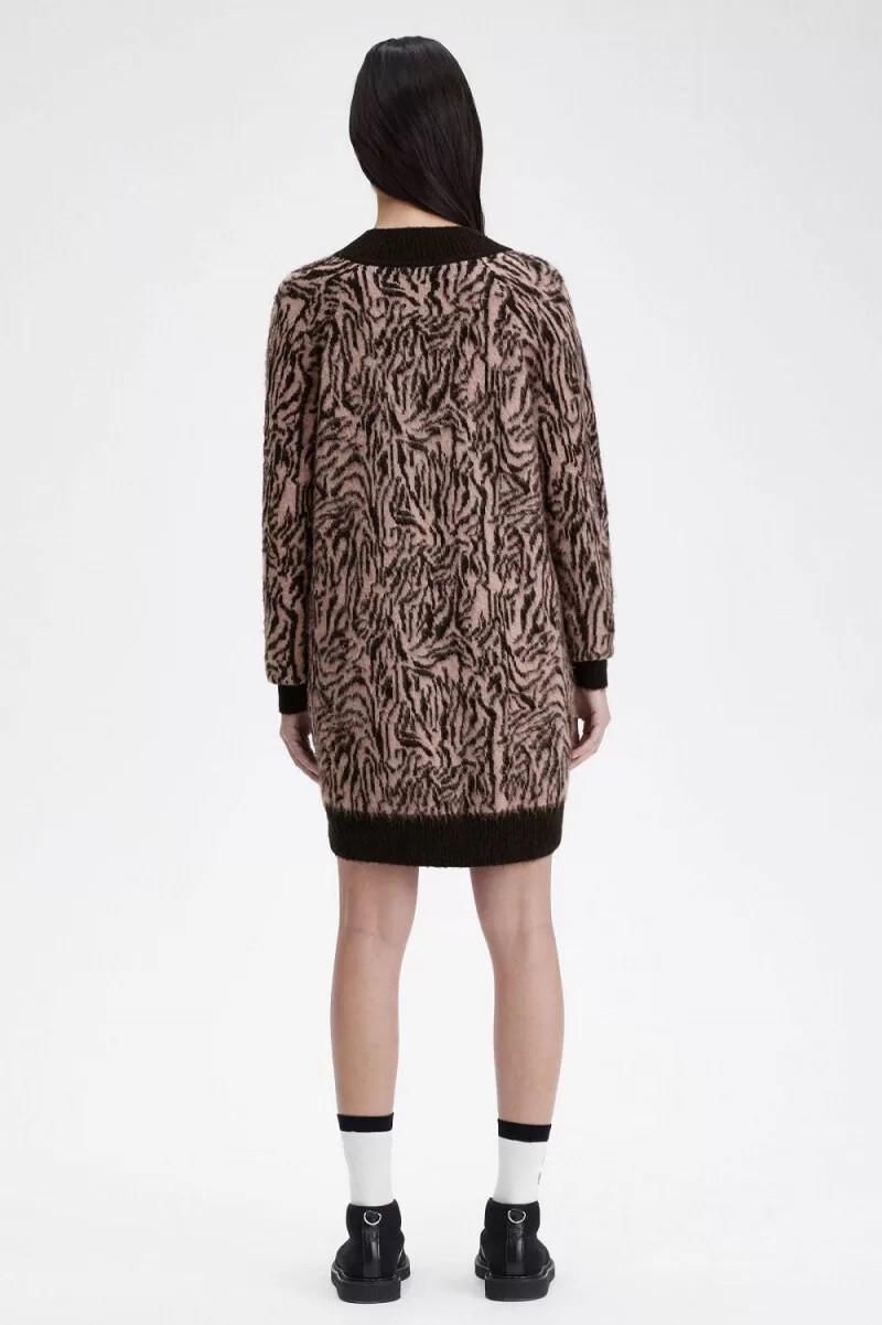fred perry zebra knitted womens dress dusty rose pink