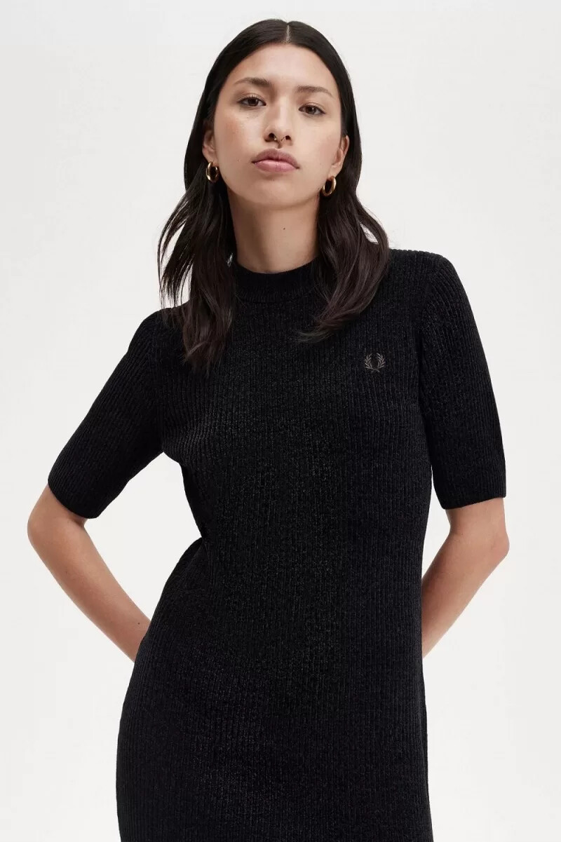 fred perry chenille rib womens dress black
