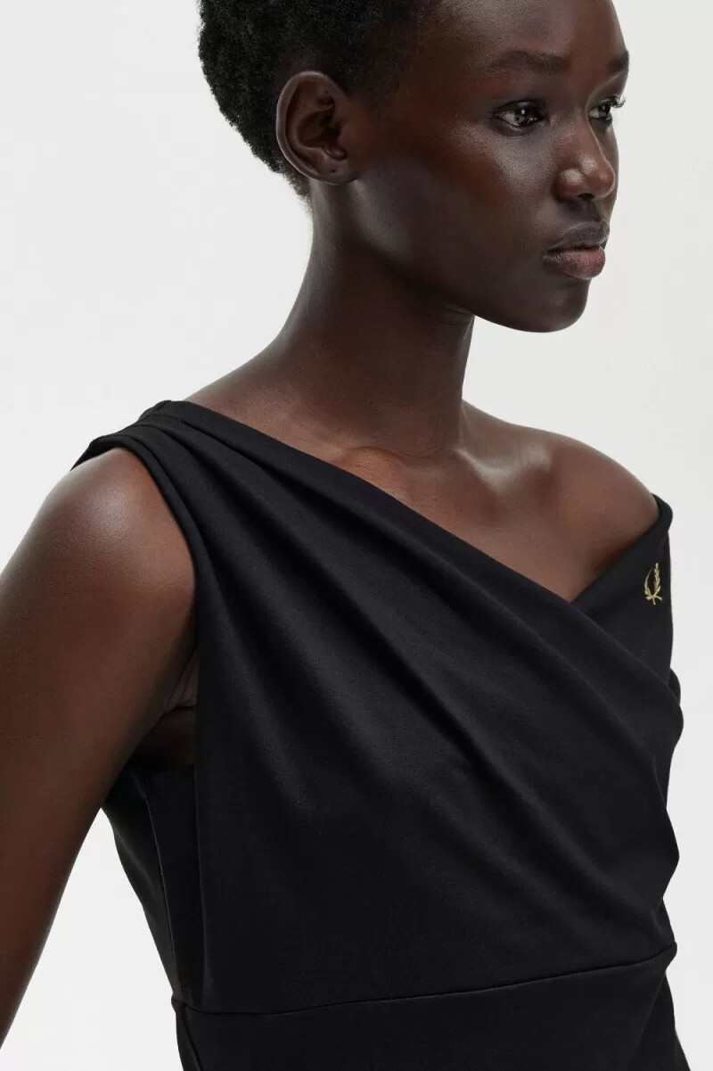 fred perry off-the-shoulder womens dress black