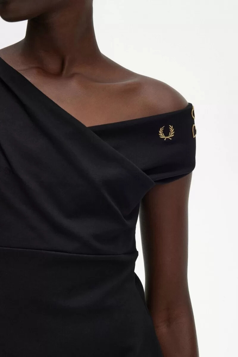 fred perry off-the-shoulder womens dress black