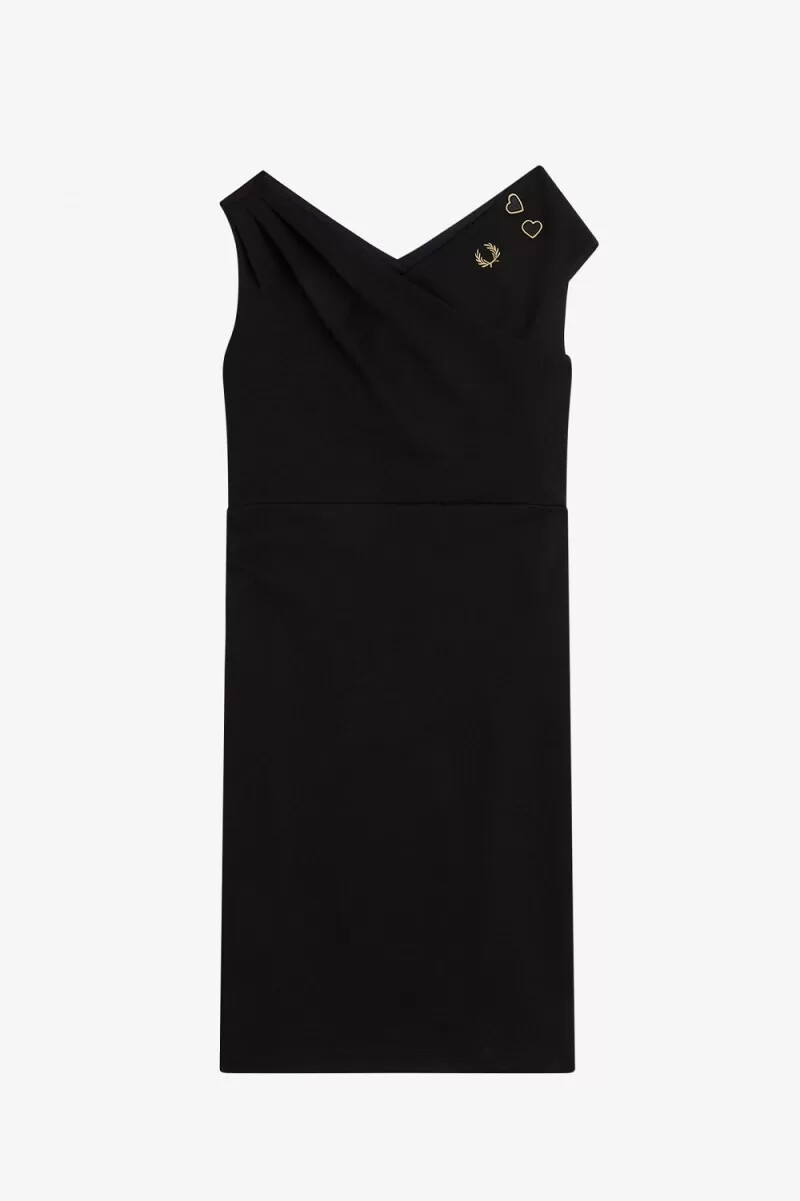 fred perry off-the-shoulder womens dress black