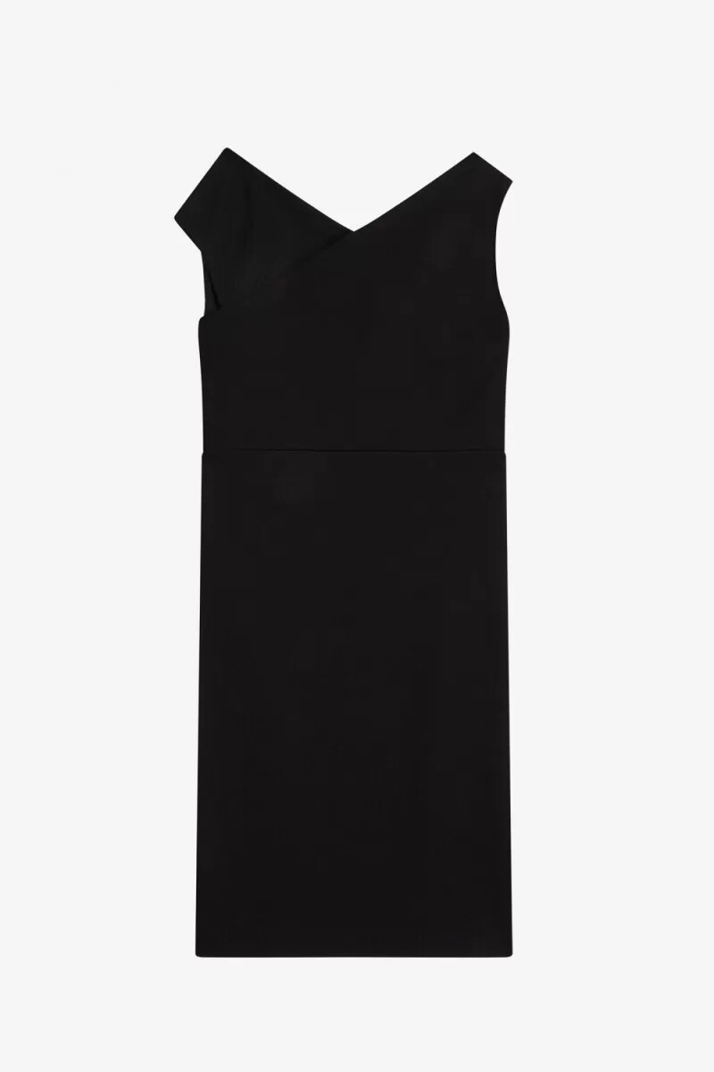 fred perry off-the-shoulder womens dress black