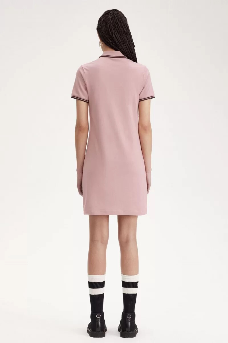 fred perry twin tipped shirt womens dress dusty rose pink