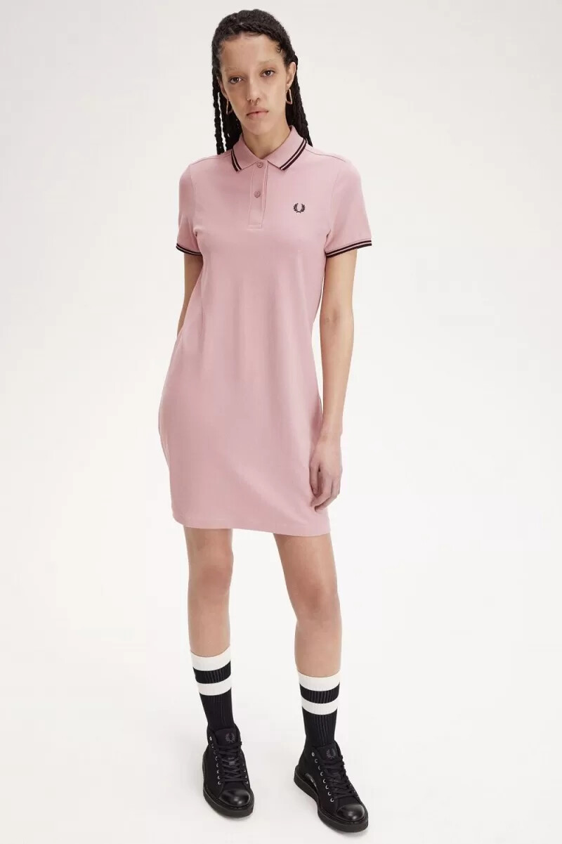 fred perry twin tipped shirt womens dress dusty rose pink